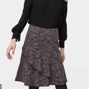 NWT LOFT Knit Ruffle Skirt Size Medium, Plum